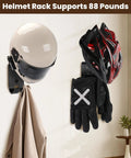 Heavy Duty Helmet Wall Mount And Gear Organizer Rack Built From Solid Wood And Steel 2 Sturdy Hooks To Hang Helmets Hats Jackets