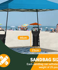 Heavy Duty Canopy Sand Bags 4 Pack 120 Lb Capacity 47 X 24 Cm Weights for gazebo pop up tent shown on beach