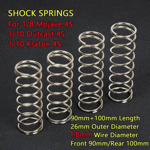 ARRMA 1/8 Mojave 4S Spring Steel Shock Absorber Springs 1.8mm Wire Diameter Upgrade in display with measurements