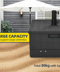 2 In 1 Outdoor Umbrella Base Planter Box With Drain Hole Heavy Duty Fillable Stand Table On Wheels for Deck Poolside 175 lbs