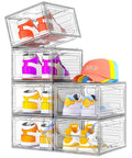 Game Changer Six Pack Clear Shoe Organizers With Snappy Magnetic Doors And Fully Stackable Build for shoe storage display.