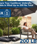 200 Lb Fillable Sand Bags For Umbrella Bases Four Pack Weatherproof Heavy Duty Weights in use with patio umbrella setup