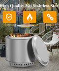 Built Tough 27 Inch Fire Pit Lid Cover With 600D Oxford Fabric Weatherproof Shield for Yukon 27 Inch Fire Pit shown on patio