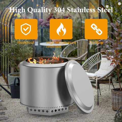 Built Tough 27 Inch Fire Pit Lid Cover With 600D Oxford Fabric Weatherproof Shield for Yukon 27 Inch Fire Pit shown on patio