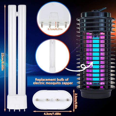 Front view of 4 Pack 8.6 Inch 18W H Shaped Bug Zapper Replacement Bulbs With 4 Pin Base For Indoor Outdoor Mosquito Zappers