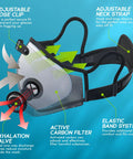 Prolonged Comfort Upgraded M Plus Dust Mask Reusable Respirator With Six Layer Filters And EAPI Filtration Technology, side view.