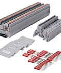 No Fuss Push In Din Rail Terminal Block Screwless 2.5mm PT Type With Cover End Stop Jumper 50 Pack For Easy Copper Conductor Wiring