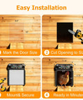 Four-step installation of Hands-Free Solar Powered Automatic Chicken Coop Door With Large 9.45 X 10 Inch Opening Roll-Up Opener