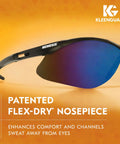 Kickass Worksite Safety Glasses Featuring Slick Blue Mirror Coated Lenses And Heavy Duty Black Frames Built for efficiency and comfort.