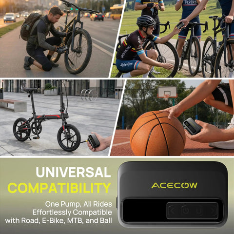 Mini Electric Bike Pump With Gauge Portable 120 PSI Fast Inflator for Road MTB E-Bikes inflating tire and basketball
