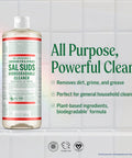 Sal Suds Biodegradable All Purpose Cleaner Concentrate for floors, dishes, laundry, heavy duty degreaser, 32 fl oz bottle