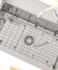 Stainless Steel Kitchen Sink Grid Protector For Bottom Of Sink 26 Inches Long By 14 Inches Wide With 4.9 Inch Center Drain Hole