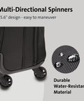 Hardcore Protection 15.6 Laptop Rolling Bag Multi Directional Spinner Wheels Water Resistant Executive Business Travel Case Wheeled Tote Roll Easy Black showing durable fabric and smooth-rolling wheels.