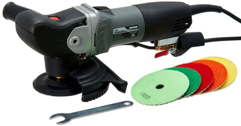 Variable Speed Wet Grinder Polisher Kit With 8 Piece 4 Inch Diamond Polishing Pad Set For Stone Glass Metal Finishing, Pro Grade 4 Inch Pads