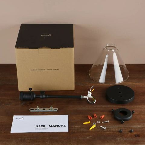 Components of Hardwired Wall Sconce With Switch For Indoor Lighting, Vanity Lamps With Funnel Clear Glass Shade, Retro Vibe Bathroom Fixture