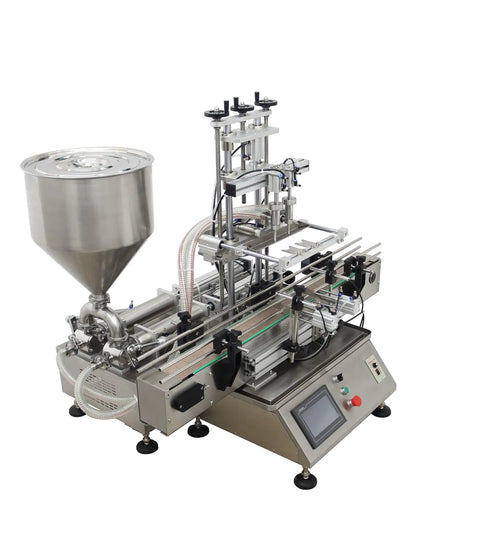 Heavy Duty Double Head Automatic Paste Filler Smooth Operator Sauce And Syrup Filling System With Conveyor Belt 100 To 1000 Ml Capacity, stainless steel design.