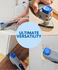 Knock Out Any Weekend Upgrade Without Breaking A Sweat Grabbing This 12V Brushless Cordless Oscillating Multi Tool in use cutting tile and wood.