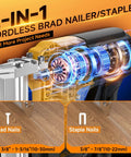 Heavy Hitter 2 In 1 Cordless Nail Gun And Electric Stapler Straight Shooter showcasing detailed internal mechanism and nail capabilities.