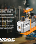 NAVAC NP7DP2 HVAC vacuum pump, dual-stage, 7 CFM, silver body with orange accents on an orange base