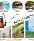 Applications of 1HP Submersible Sump Pump For Clean And Dirty Water, 4500 GPH Electric Portable Water Transfer Pump in various settings