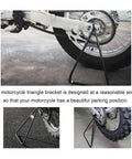Heavy Duty Dirt Bike Triangle Kickstand With Solid Steel Construction, Rear Side Wheel Holder for 80-500cc Dirt Bikes displayed