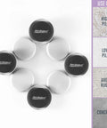 Move Heavy Furniture Easily With Round Reusable Sliders For Carpet Eight Pack Gray Two And A Half Inch Diameter Furniture Sliders For Sofas Tables Desks And More Protect Floors And Make Rearranging A Breeze; shown in a circle with usage options for carpets and floors.