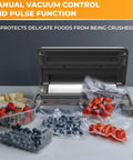 Precision Vacuum Sealer Pro For Sous Vide And Long Term Storage sealing strawberries and blueberries with bag roll.