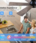 46 Inch Low Profile Ceiling Fan With Light And Remote Control, Black Modern Flush Mount Design in modern kitchen setting