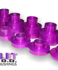 Gloss Black Adjustable Rear Lower Control Arm Set For 78-88 GM G Body Metric Chassis Fits Monte Carlo Malibu Cutlass El Camino LeMans Grand Prix Regal Century GNX 6 Color Made In USA With 1.5in x 0.120in Alloy Steel And Custom Rod End Bushings. Purple billet big O.D. offset bushings