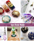 All In One Resin Kit For Beginners And Pros With 125 Pieces Jewelry Making Set Including Sphere And Pyramid Molds Crystal Molds And Epoxy Supplies For DIY Crafts And Art Projects, showing various resin jewelry and molds.