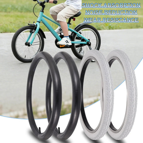 Two Pack 20x1.75 White Bike Tires And Tubes Set For Road Street E-Bike And Wheelchair, Puncture Resistant Grippy Folding Tires 47-406