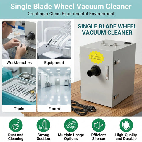 Killer 500W Industrial Benchtop Dust Collector And Lab Vacuum Extraction Unit For Fine Particle Removal Including Gypsum Resin And Metallic Debris With Hella Strong Suction Power in clean lab environment.