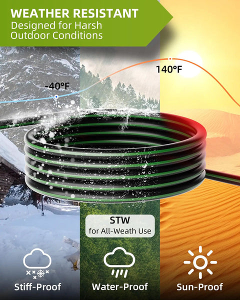 Heavy Duty 30 Amp 4 Prong Dryer And EV Extension Cord 25 Feet NEMA 14-30P To 14-30R 125V And 250V STW weather resistant