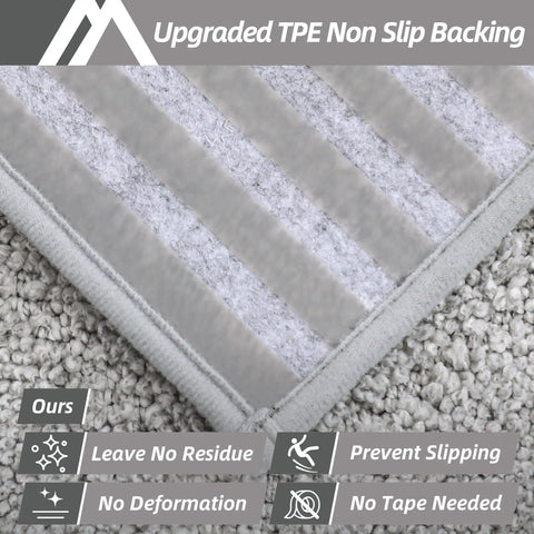 Non Slip Stair Treads For Indoor Wood Steps 28x9 Inch Edging Rugs 4 Pack Grey TPE Backing Detail