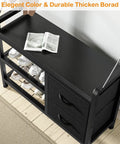 Five In One Entryway Hall Tree With Bench And Coat Rack Freestanding Black Space Saving Shoe Organizer Top View