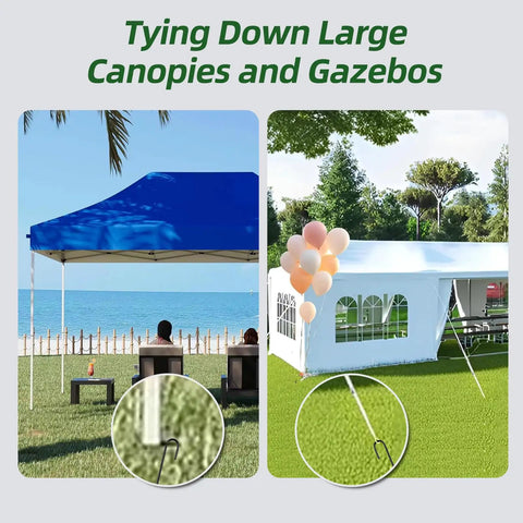 12 Inch Rebar J Hook Ground Stakes 16 Pack Heavy Duty Galvanized Fence Stakes securing beach canopy and garden gazebo
