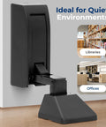 Heavy Duty Carbon Steel Door Stopper Features Hydraulic Soft Close For Smooth Operator Swing Tough As Nails Wall Guard For Hallways And Offices No Drama Bolt Down Setup Hangs Steady Through Thick And Thin Matte Black installed on a wall.