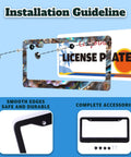 Installation guide for Abalone Shell License Plate Frame Made From Stainless Steel For Front And Rear Car Tags With Screws Durable 6.3 By 12.2 Inches Adds Unique Style To Your Ride For Women And Men A Fun Car Decoration Accessory.