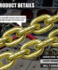 Close-up of G80 Transport Chain Three Eighths Inch By Twenty Five Foot With Clevis Grab Hooks Heavy Duty Tow Chain for hauling