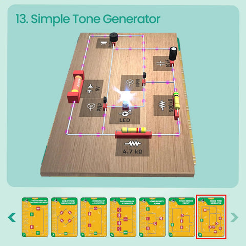 Hands On Electronics Kit For Kids That Makes Learning Real Circuits Fun With Augmented Reality Flashcards For Homeschool And Classroom Use Aimed At Building Critical Thinking Creativity And Practical STEM Skills With A Free Learning App, simple tone generator board