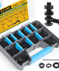 M6 Bolt Kit With Hex Socket Button Head Screws Nuts Washers And Lock Washers 655Pcs Grade 10 9 Alloy Steel, open case view