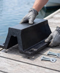 Install process of Beefed-Up Rubber Dock Protector With Arch Bolt-Down Mount For Permanent Dock Protection on waterfront