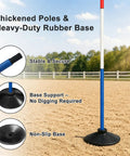 Thickened poles with heavy-duty rubber base from Six 6-Foot Adjustable Pole Bending Poles For Horses And Pups.