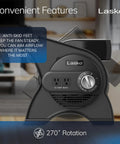 12-Inch Portable Utility Fan With Pivoting High Velocity Air, 289 CFM, Three Speeds, Dual Outlets, 120V, Black, side view
