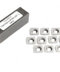 Pro Grade Spiral Shelix Carbide Insert Set For Wood Planer Heads, 15mm Square Cutters 15x15x2.5mm R100, 10 pc set shown