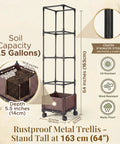 Self Watering Tomato Planter With Trellis 64 Inch Raised Garden Bed; coated stainless steel, soil capacity 2.5 gallons