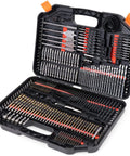 Premium 246 Piece Drill Bit Set for Wood Metal Concrete with Screw Driving Kit in Organized Carrying Case