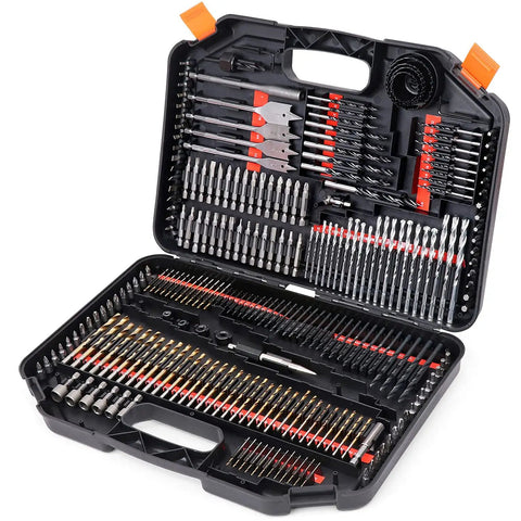 Premium 246 Piece Drill Bit Set for Wood Metal Concrete with Screw Driving Kit in Organized Carrying Case