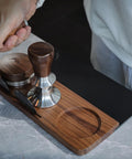 54mm Espresso Tamping Mat And Pro Grade Desk Ready Tool Organizer For Breville Espresso Machines Walnut Wood And Leather