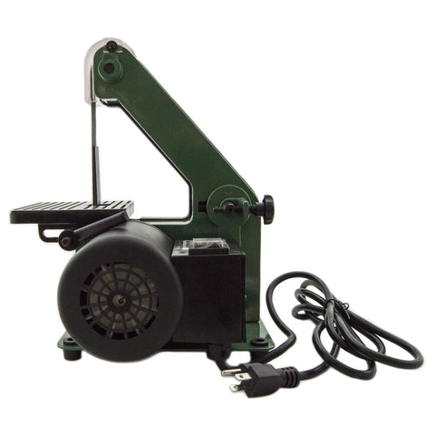 Mini 1x30 Belt Sander For Woodworking With 3400 RPM 360W 120V 3A Motor 5x5 Inch Table Tilt 0 To 45 Degrees One And Three Quarters Inch Vacuum Port Green Finish Lightweight Handheld Belt Sander For Detail Sanding And Finishing For DIYers